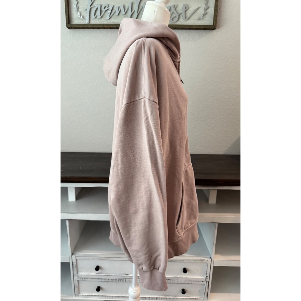 SKIMS Boyfriend Fleece Boxy Full Zip Up Hoodie Oversized Fawn Size XL - Picture 2 of 9